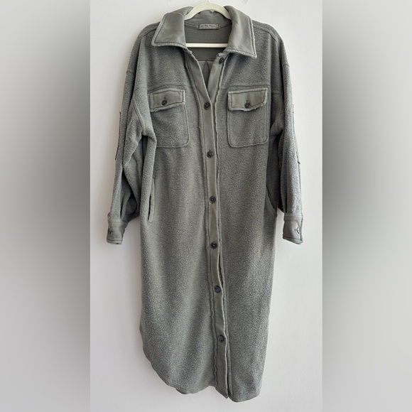 We The Free Ruby Oversized Shirt Jacket, Size XS, Olive Green - Picture 6 of 16